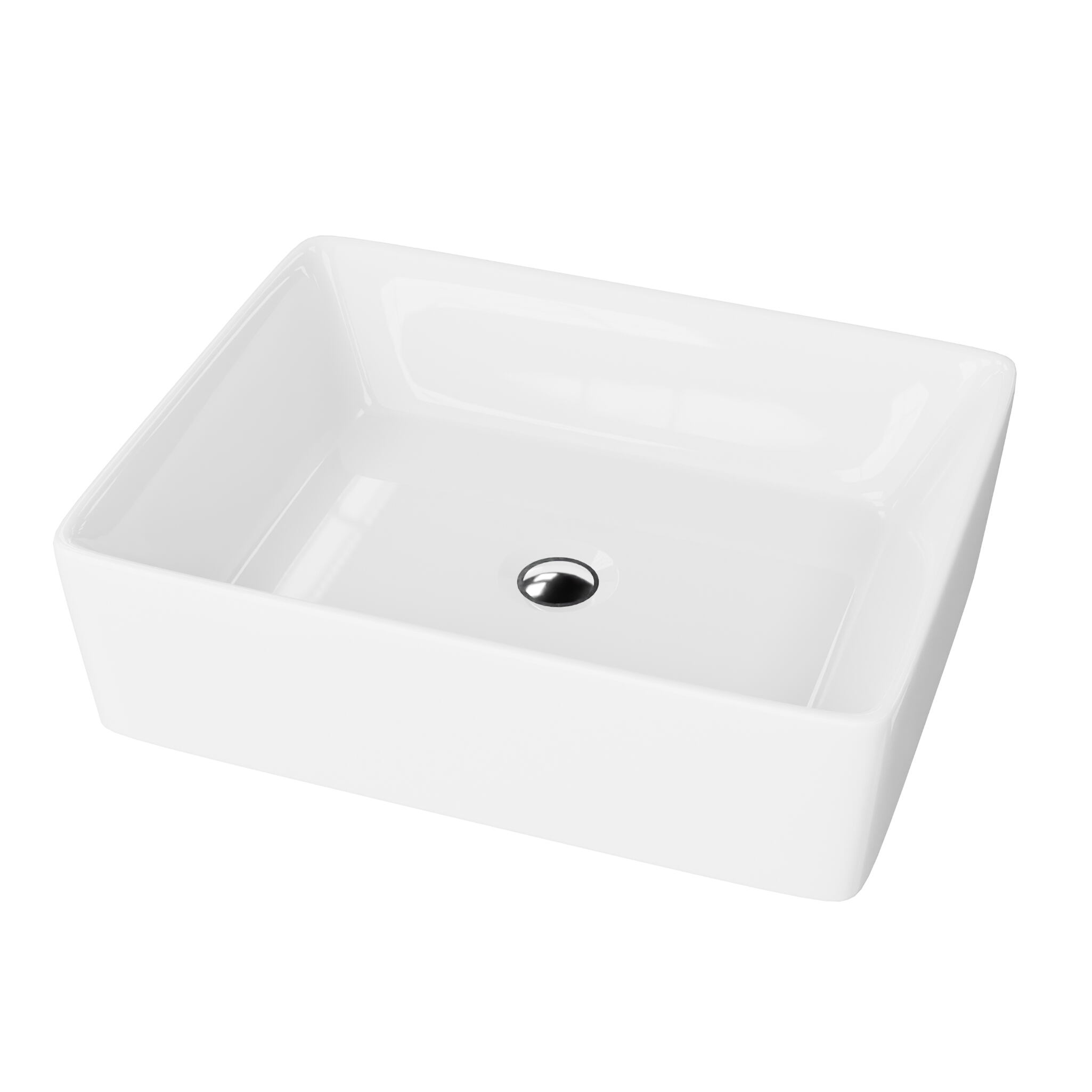 Vasque à poser Alegranza, rectangulaire, blanche – porcelaine, sans trop-plein ni trou de robinetterie