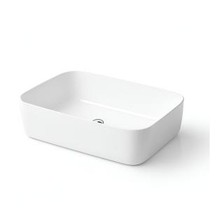 Vasque à poser Alegranza, rectangulaire, blanche – porcelaine, sans trop-plein ni trou de robinetterie - Image supplémentaire