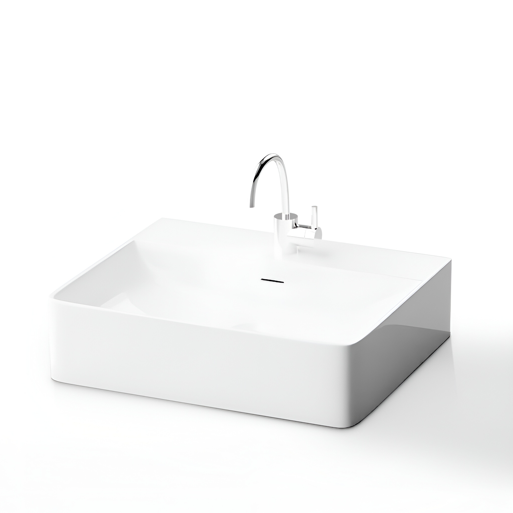 Vasque Altaya à bord fin et intérieur galbé, céramique blanc brillant