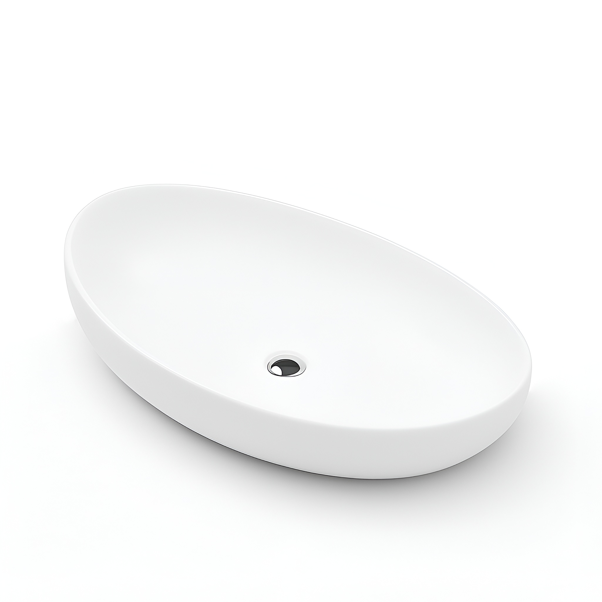 Vasque à poser BARCO semi-ovale au bord fin, blanc brillant
