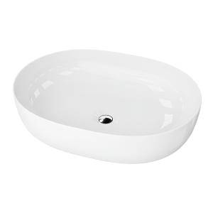 Vasque à poser BLAS – forme semi-ovale, porcelaine blanc brillant - Image principale