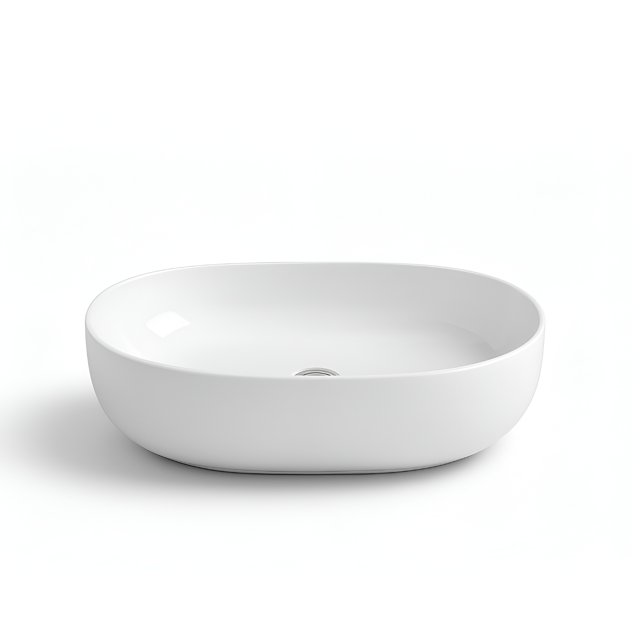 Vasque BLAS en céramique blanc brillant, forme semi-ovale