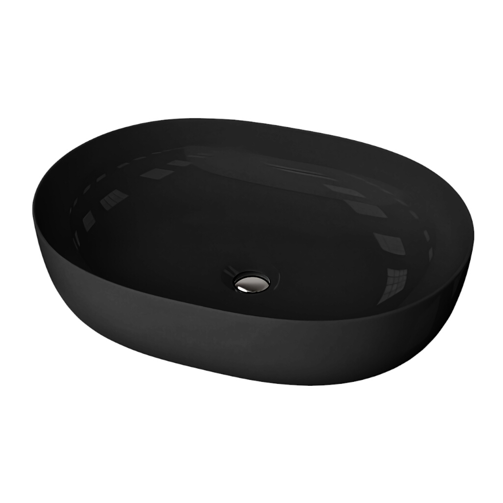 Vasque à poser BLAS BLACK – élégance semi-ovale en noir