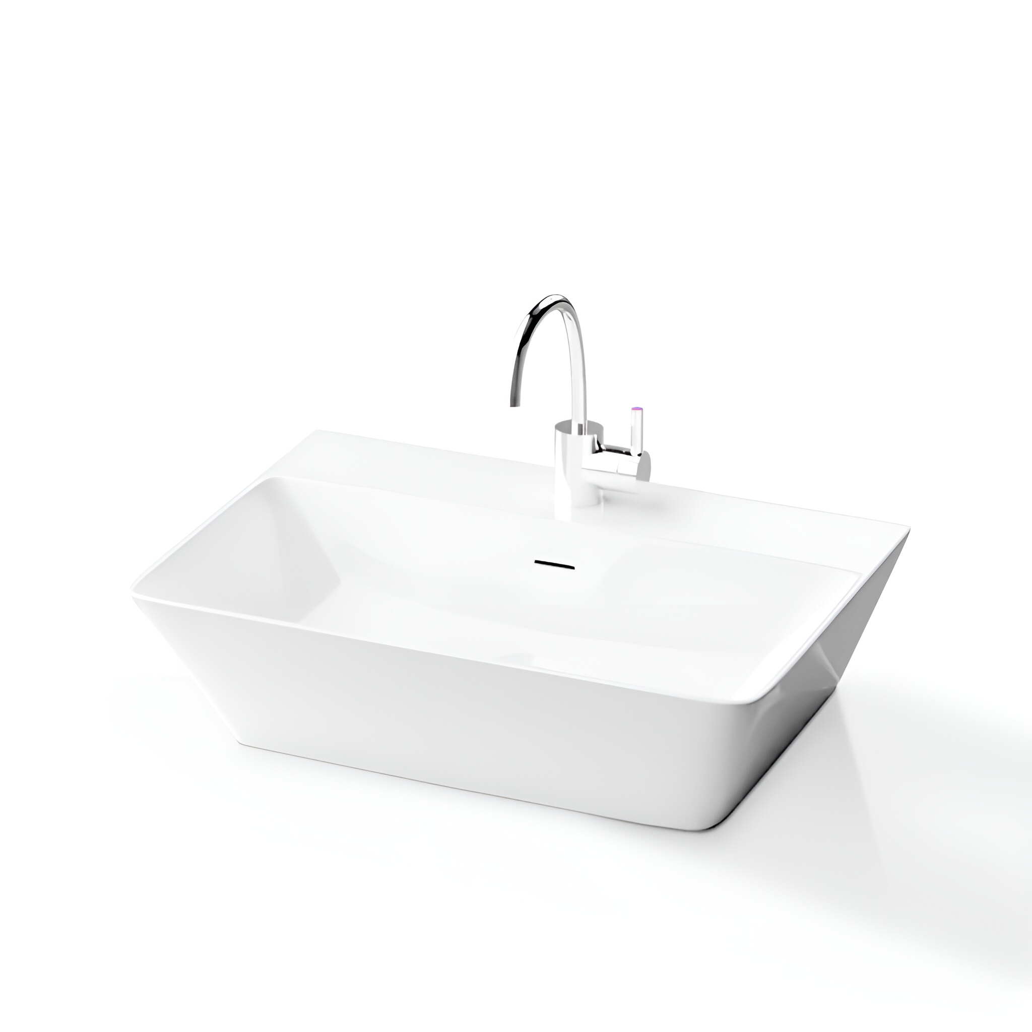 Vasque carrée Cabrera au bord fin, blanc brillant