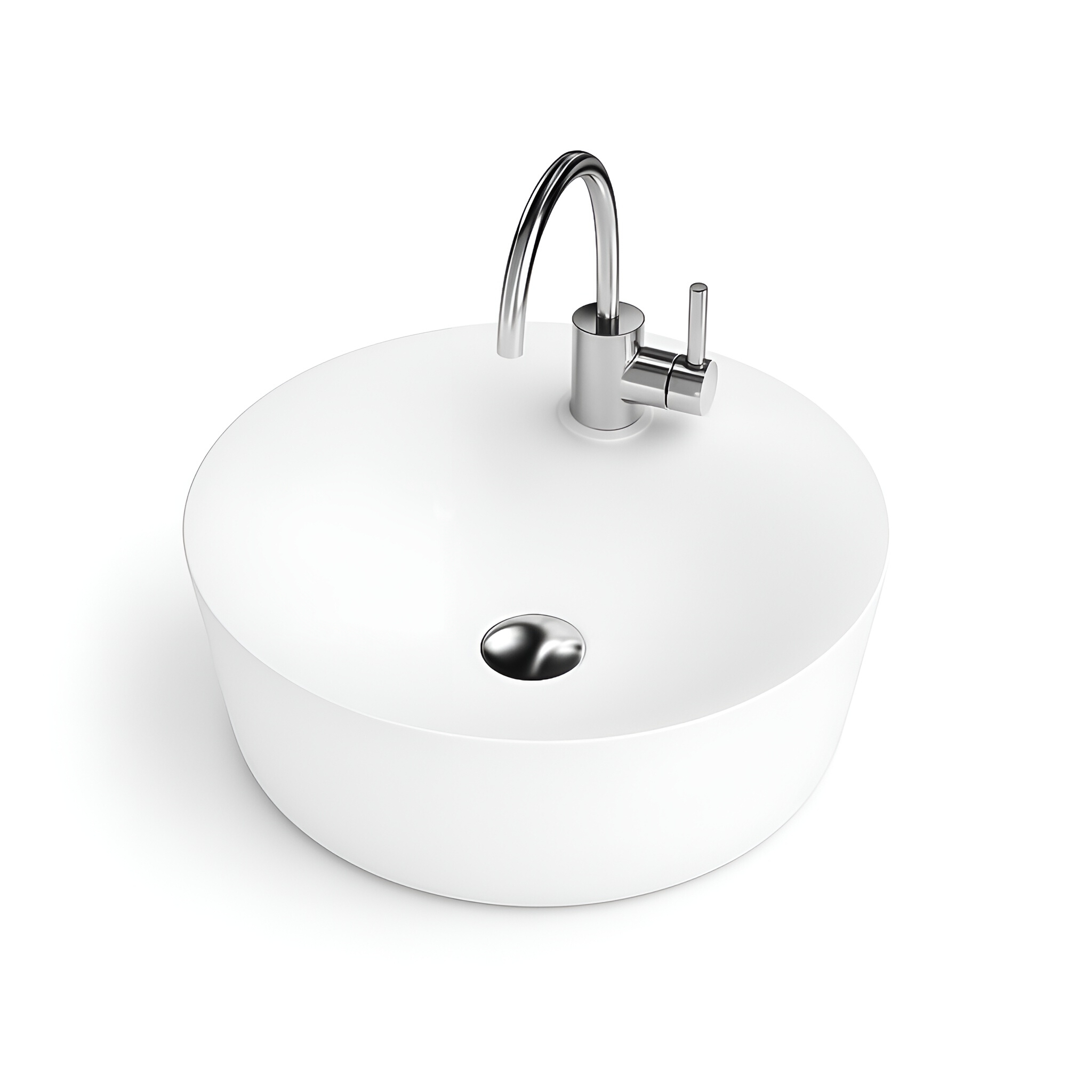 Vasque ronde CARIBE au bord fin, blanche