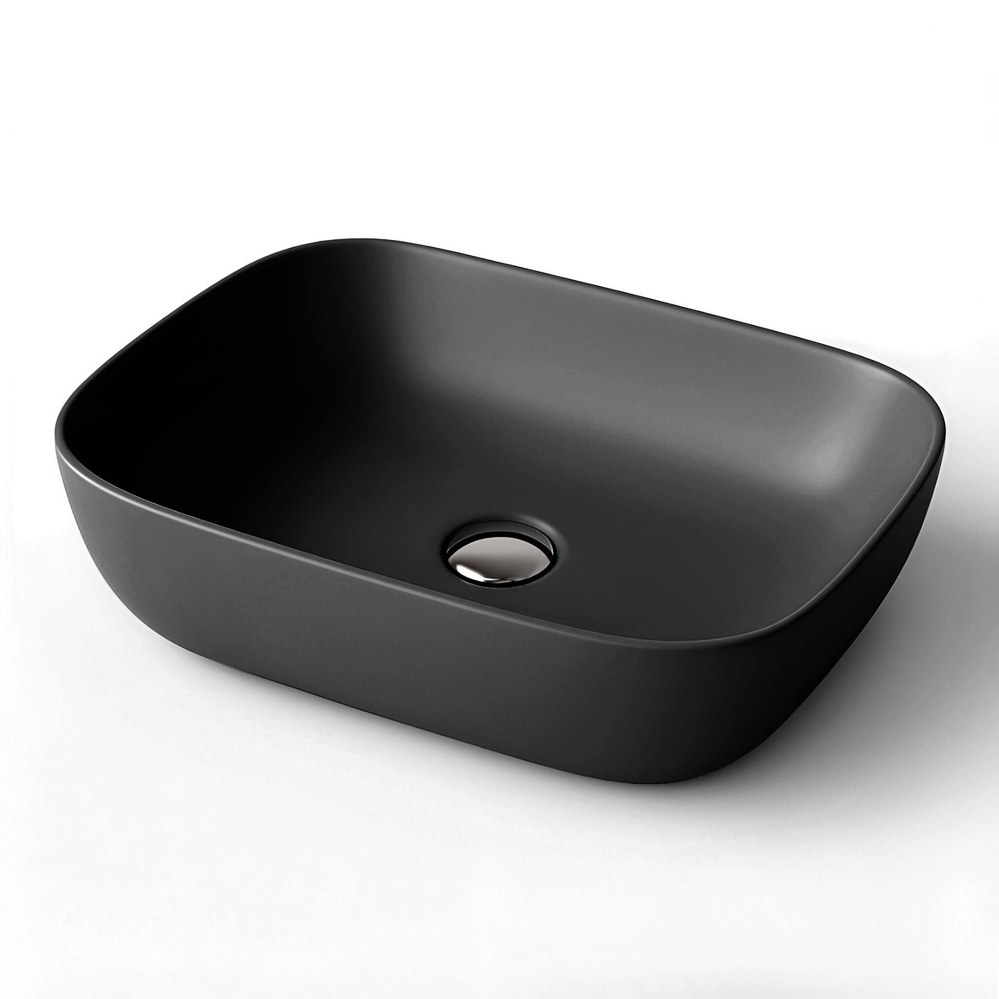 Vasque Costa Black noir mat, forme rectangulaire au bord fin