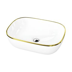 Vasque à poser Costa Gold Line – rectangulaire avec bord fin doré - Image principale