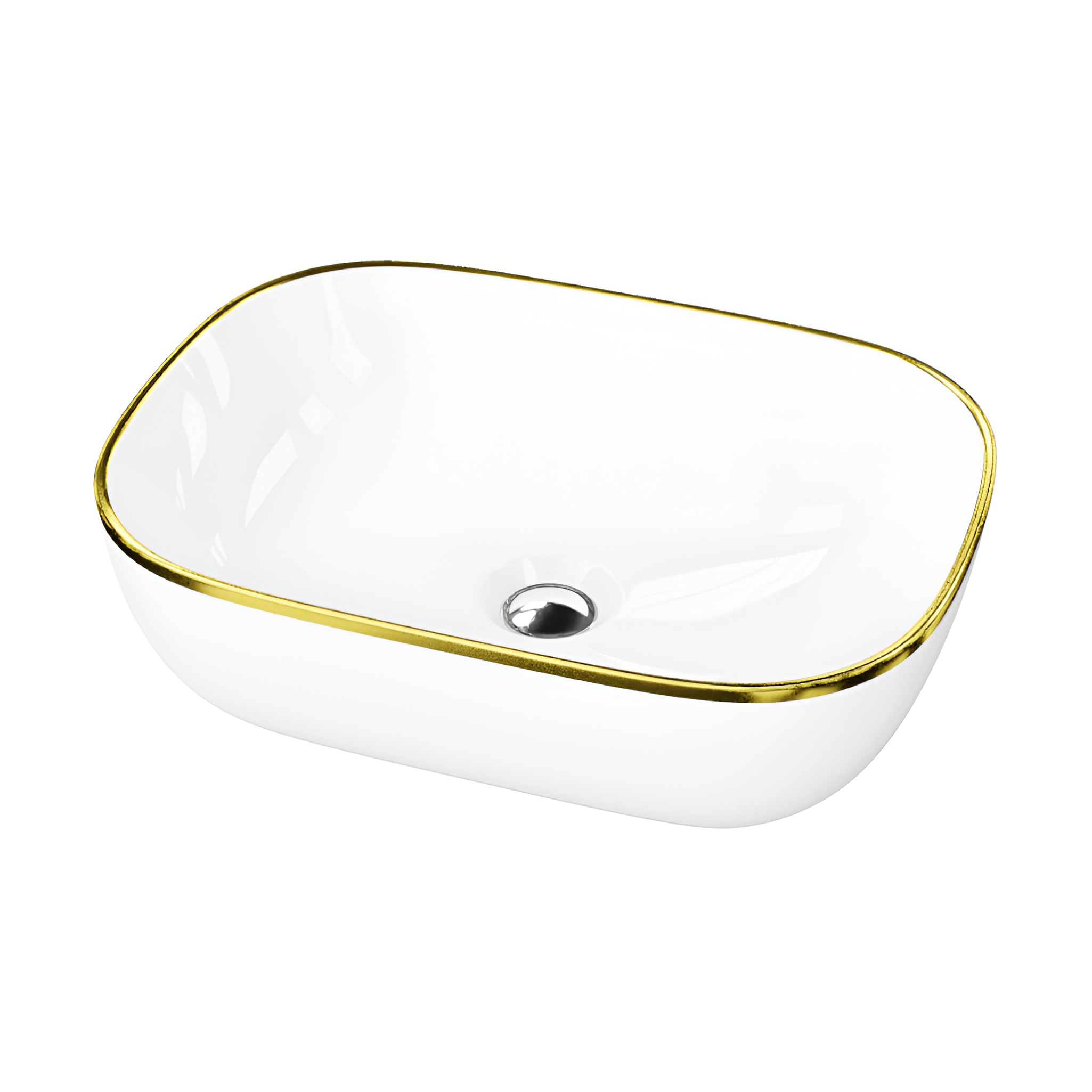 Vasque à poser Costa Gold Line – rectangulaire avec bord fin doré