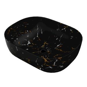Vasque à poser FUEGO – rectangulaire, noir aspect marbre - Image principale