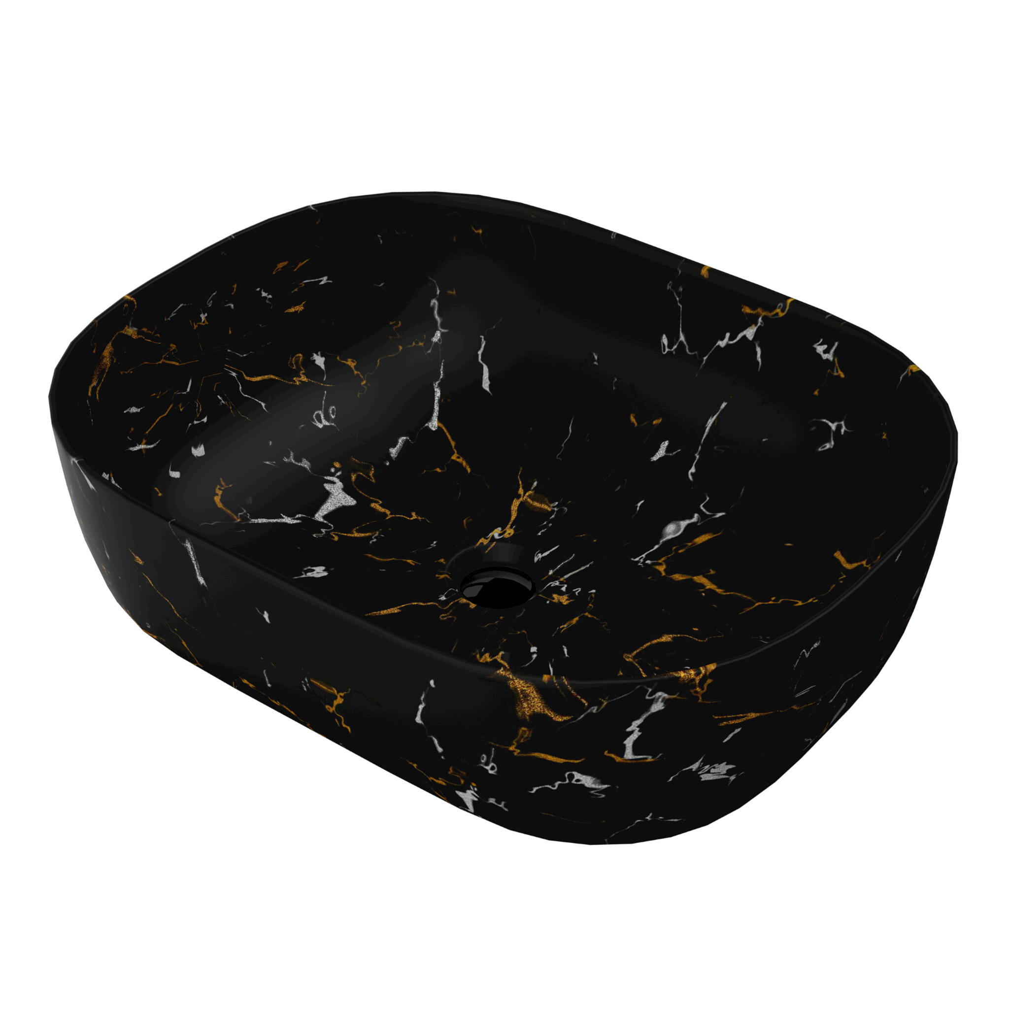 Vasque à poser FUEGO – rectangulaire, noir aspect marbre