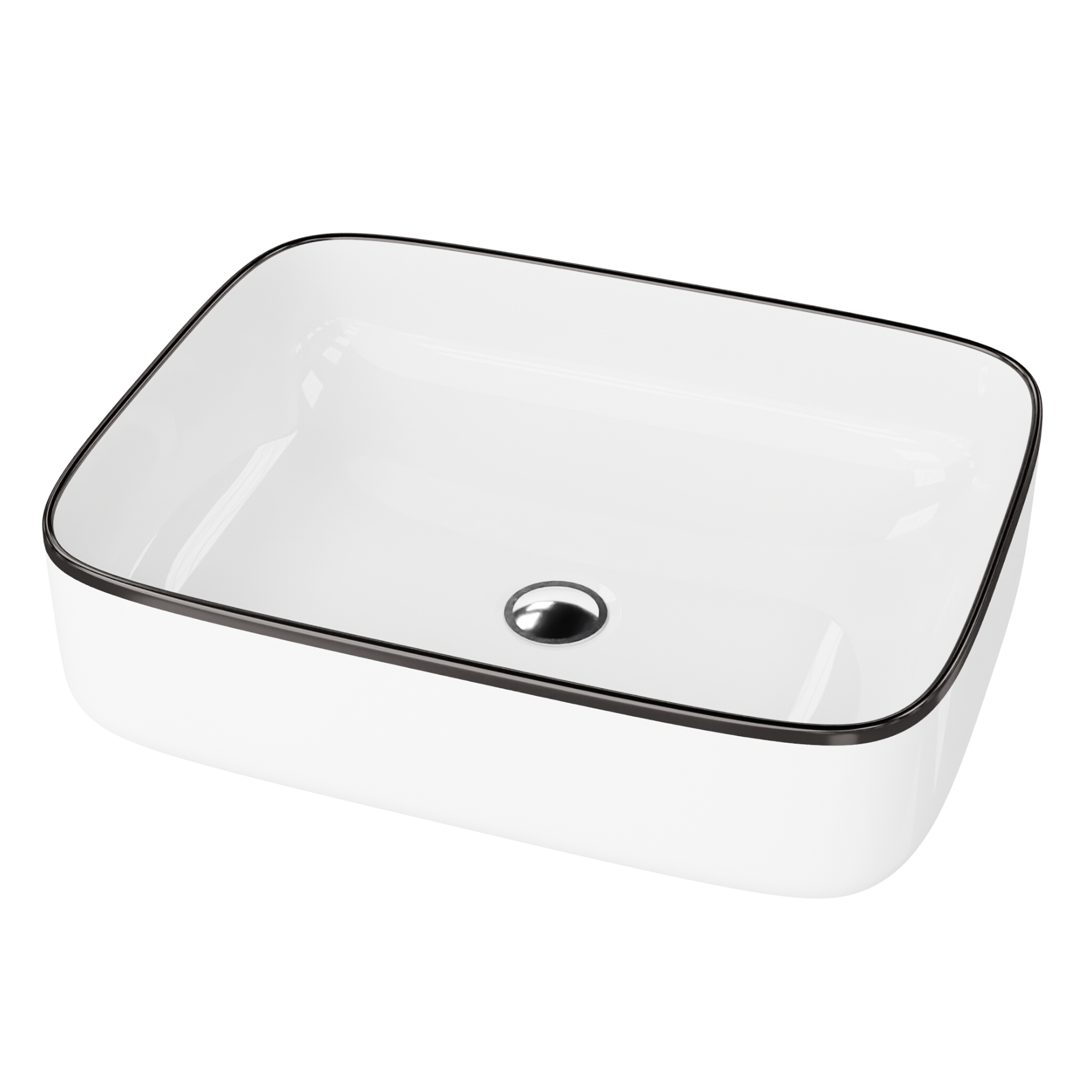 Vasque à poser Galera Black Line – rectangulaire, blanche avec bord noir