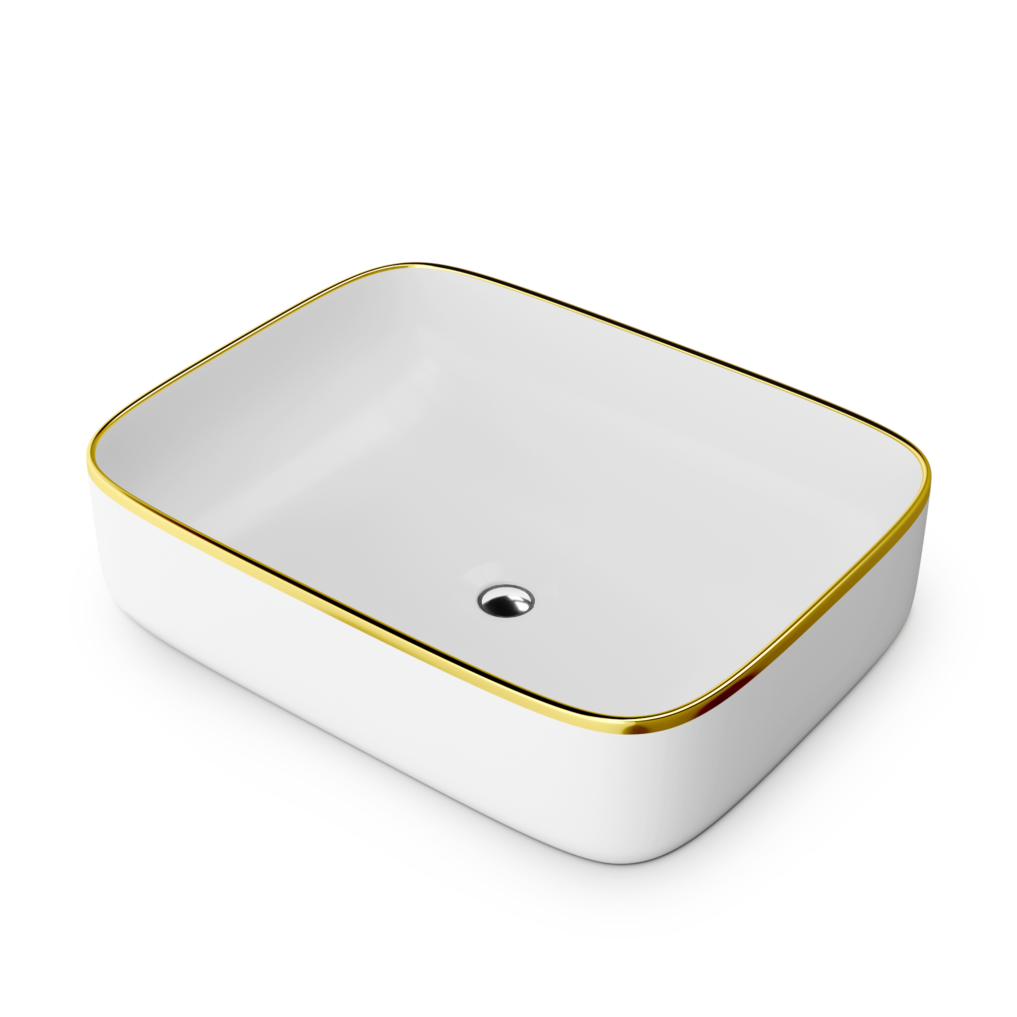 Vasque GALERA Gold Line au bord fin, blanc brillant et or
