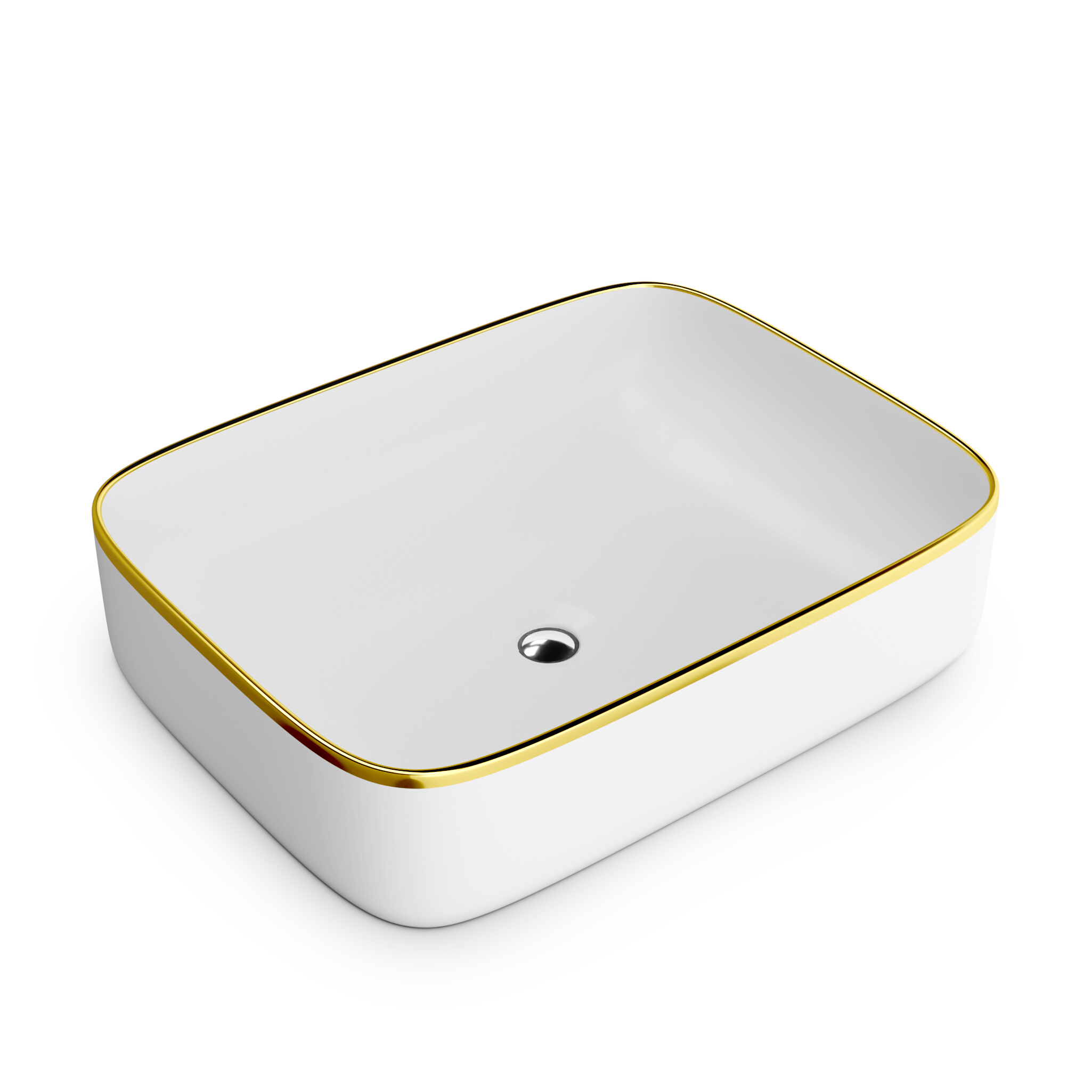 Vasque à poser GALERA Gold Line en céramique blanc brillant