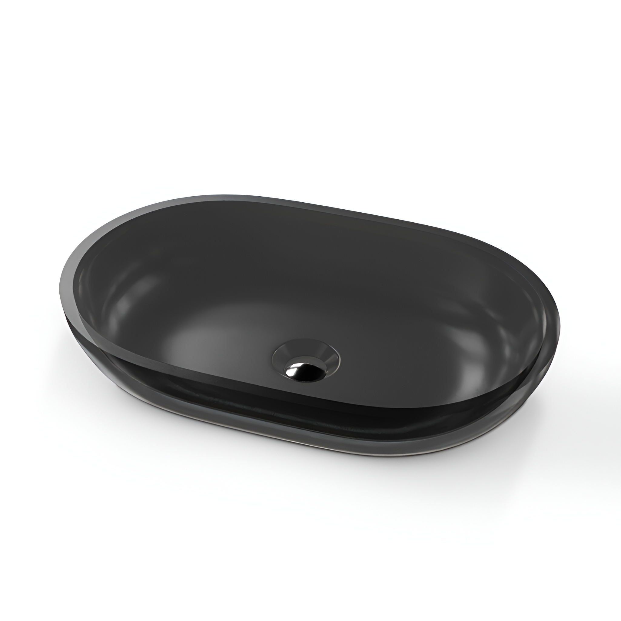 Vasque à poser plate Hera, verre noir mat