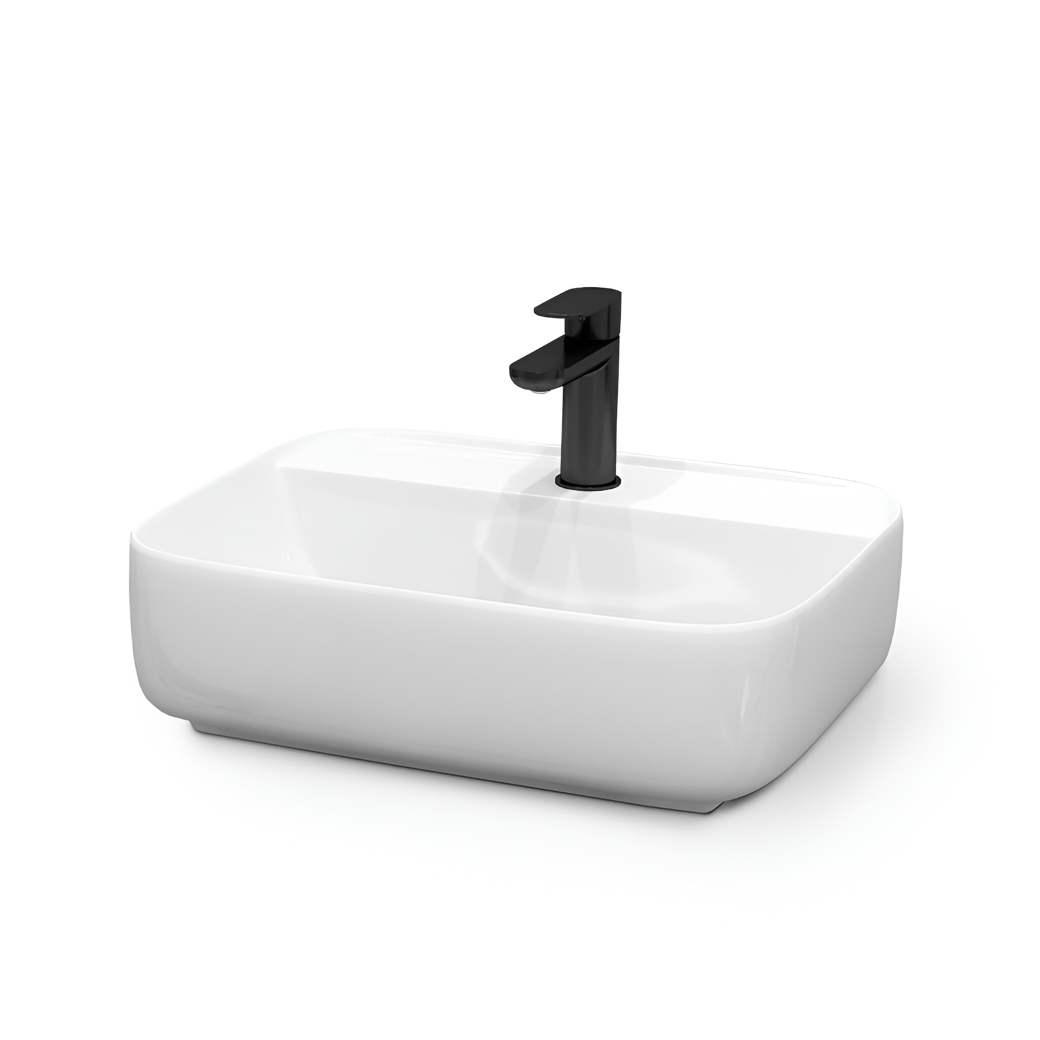 Vasque KARAWELA blanc brillant aux contours arrondis et bord fin