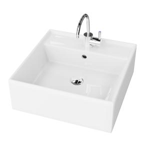 Vasque à poser La Gromera – carrée, compacte, blanche - Image principale