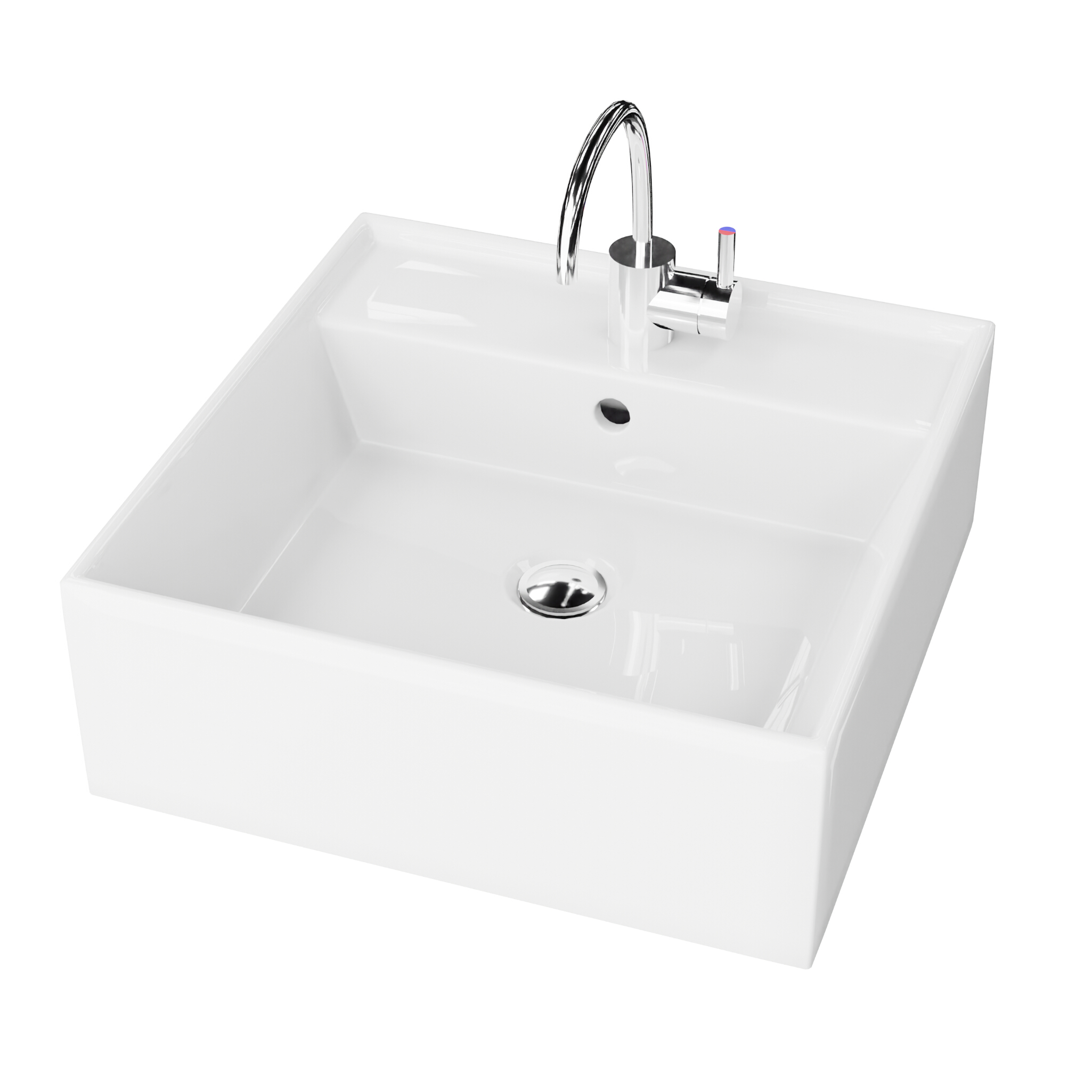 Vasque à poser La Gromera – carrée, compacte, blanche
