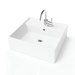 Vasque à poser La Gromera – carrée, compacte, blanche - Image supplémentaire