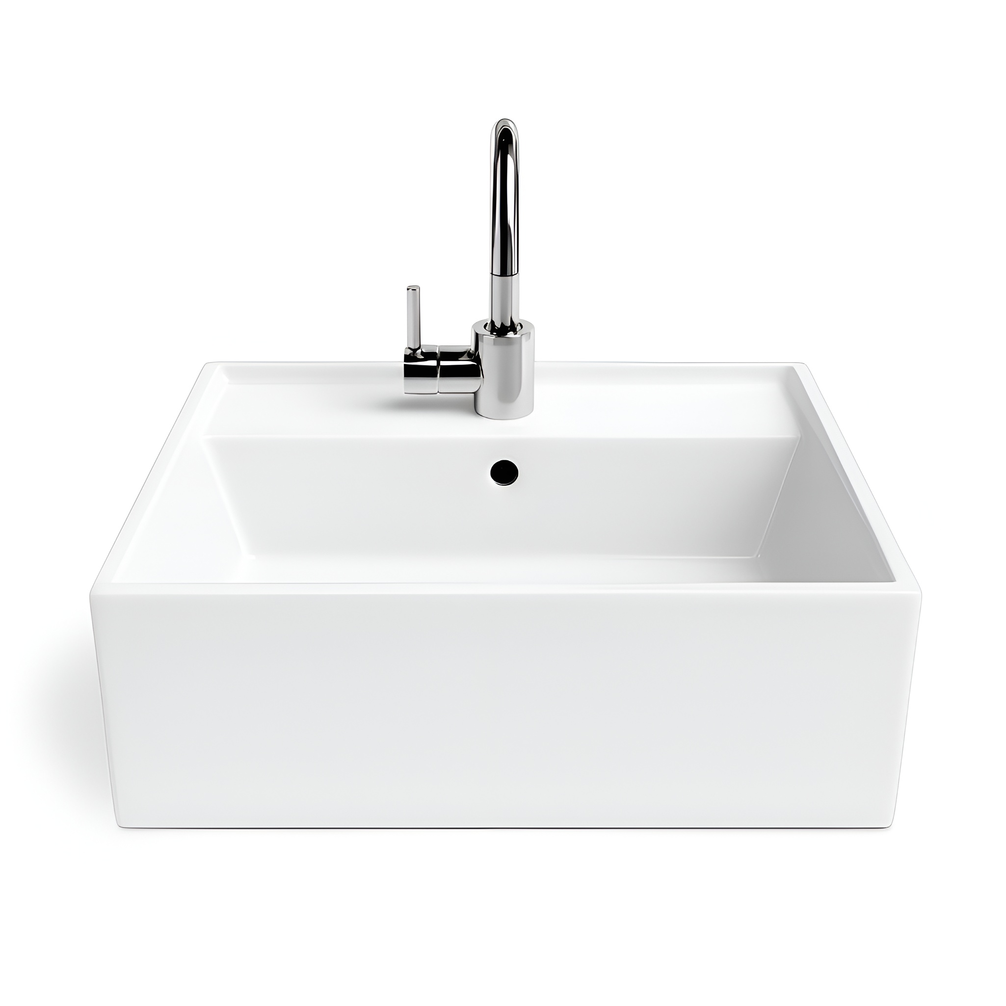 Vasque à poser La Gromera carrée, céramique blanche