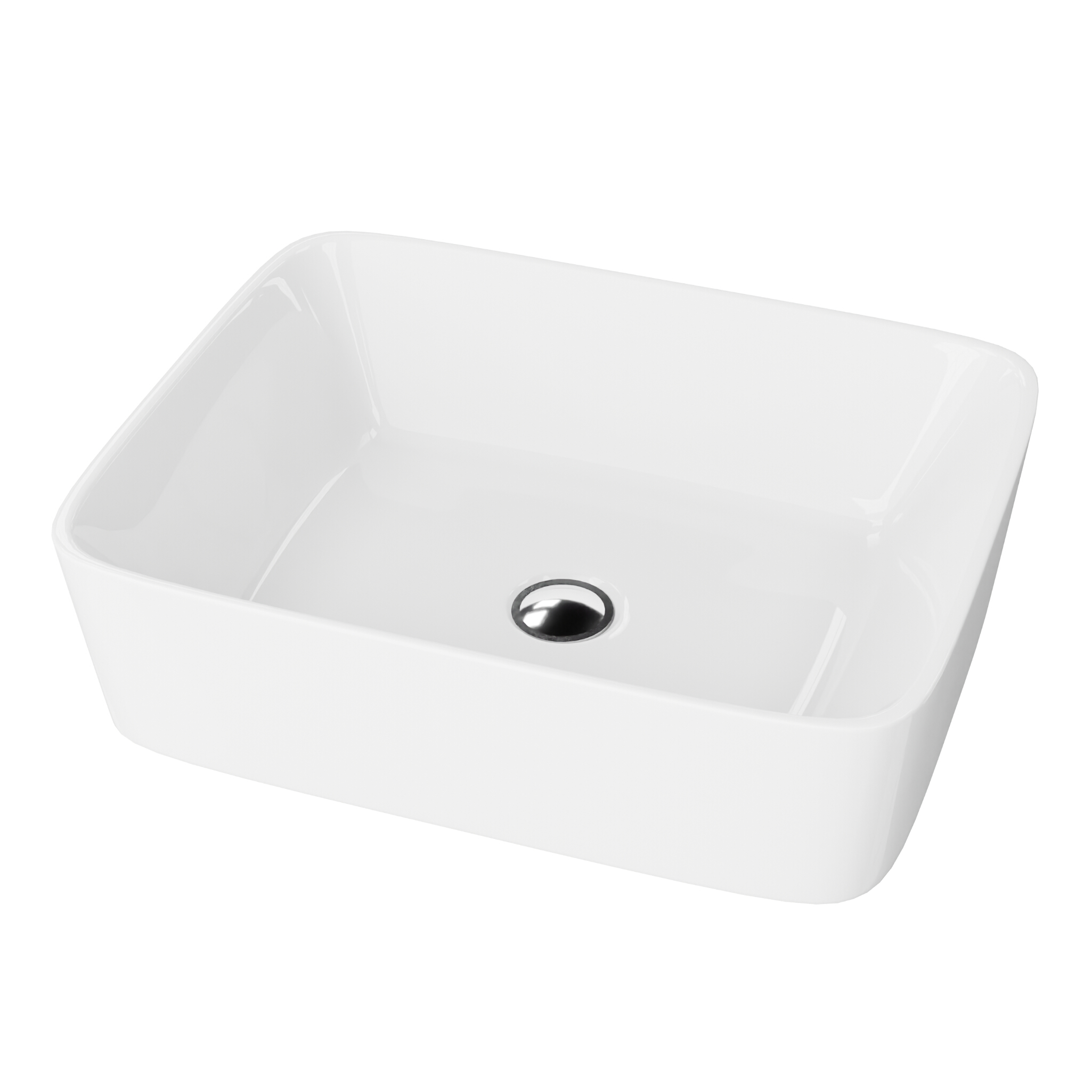 Vasque à poser Luneza Grande – rectangulaire aux courbes douces, porcelaine blanche