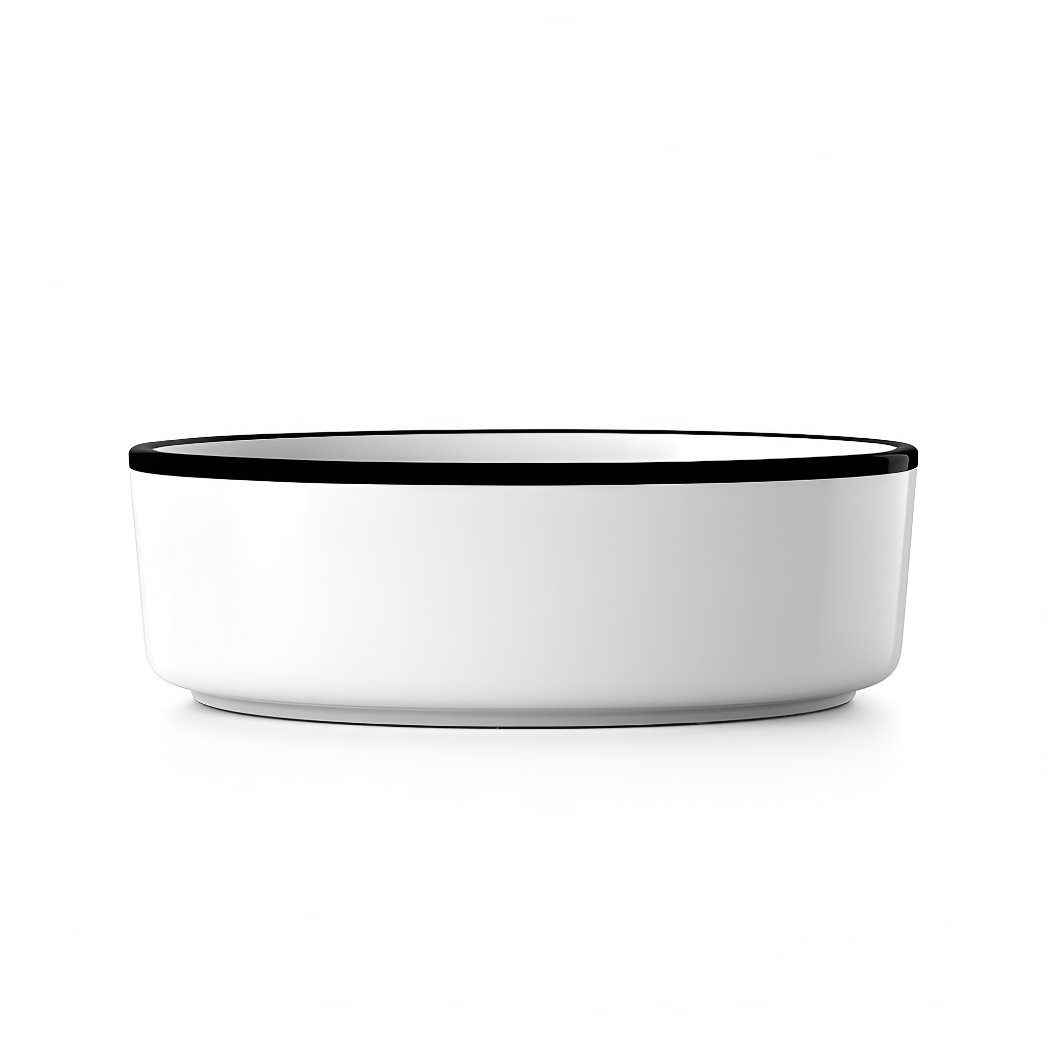 Vasque ronde Merida Black Line au bord fin, blanche à liseré noir