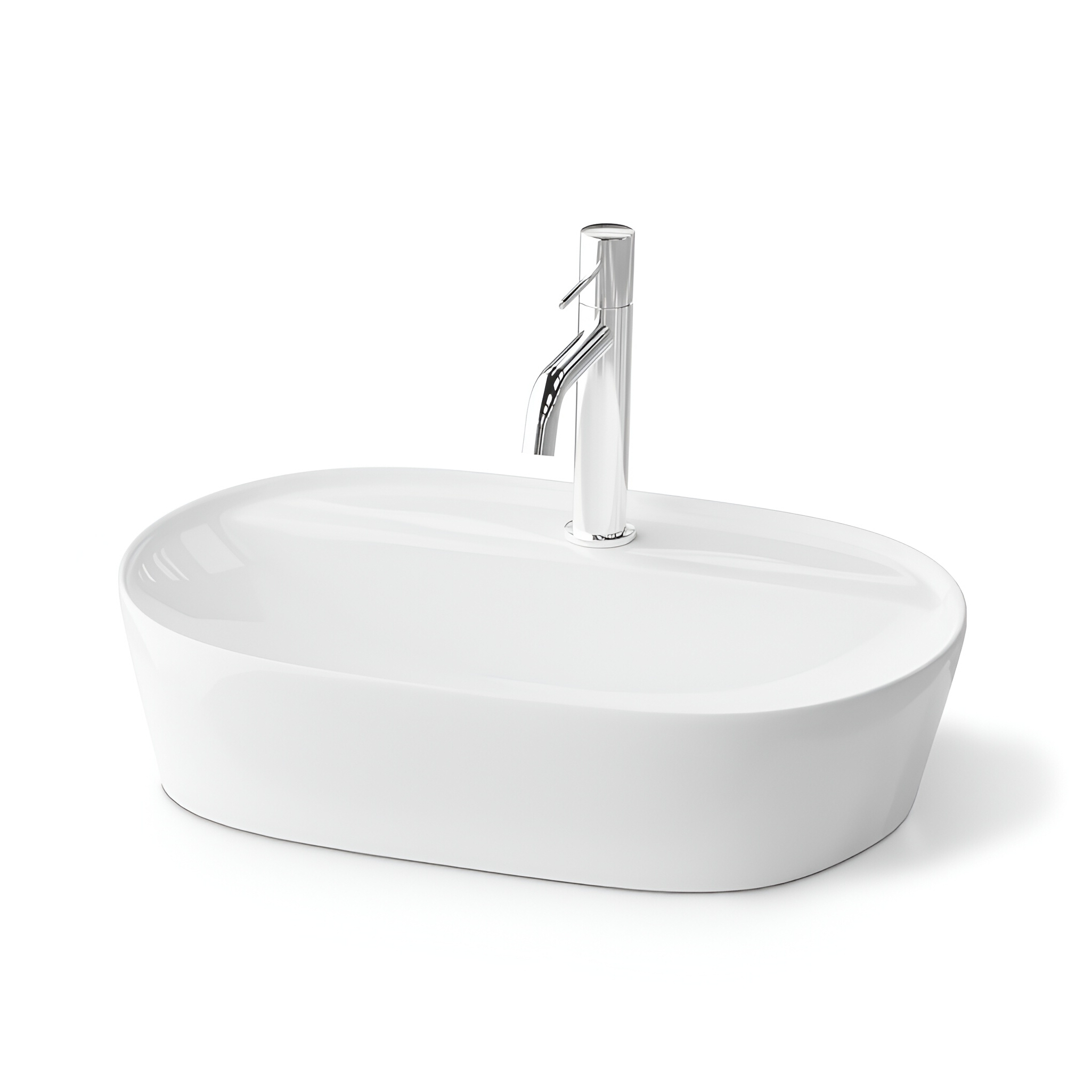 Vasque PEREYA blanc brillant avec trou de robinetterie