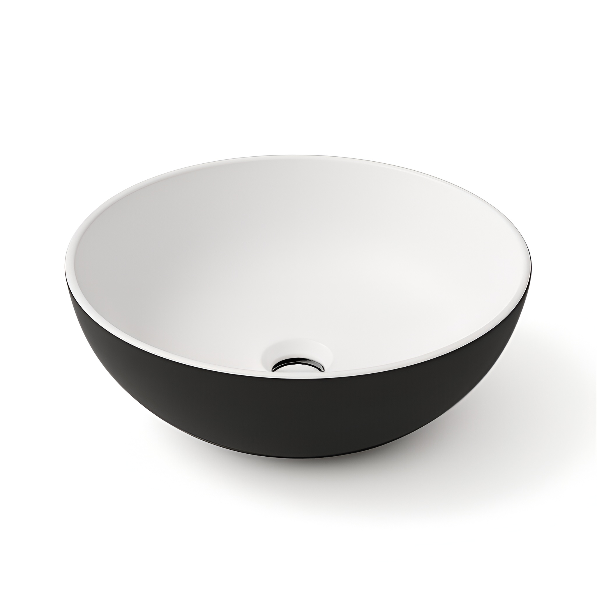 Vasque ronde ROSA Black/White au bord fin, noir et blanc mat