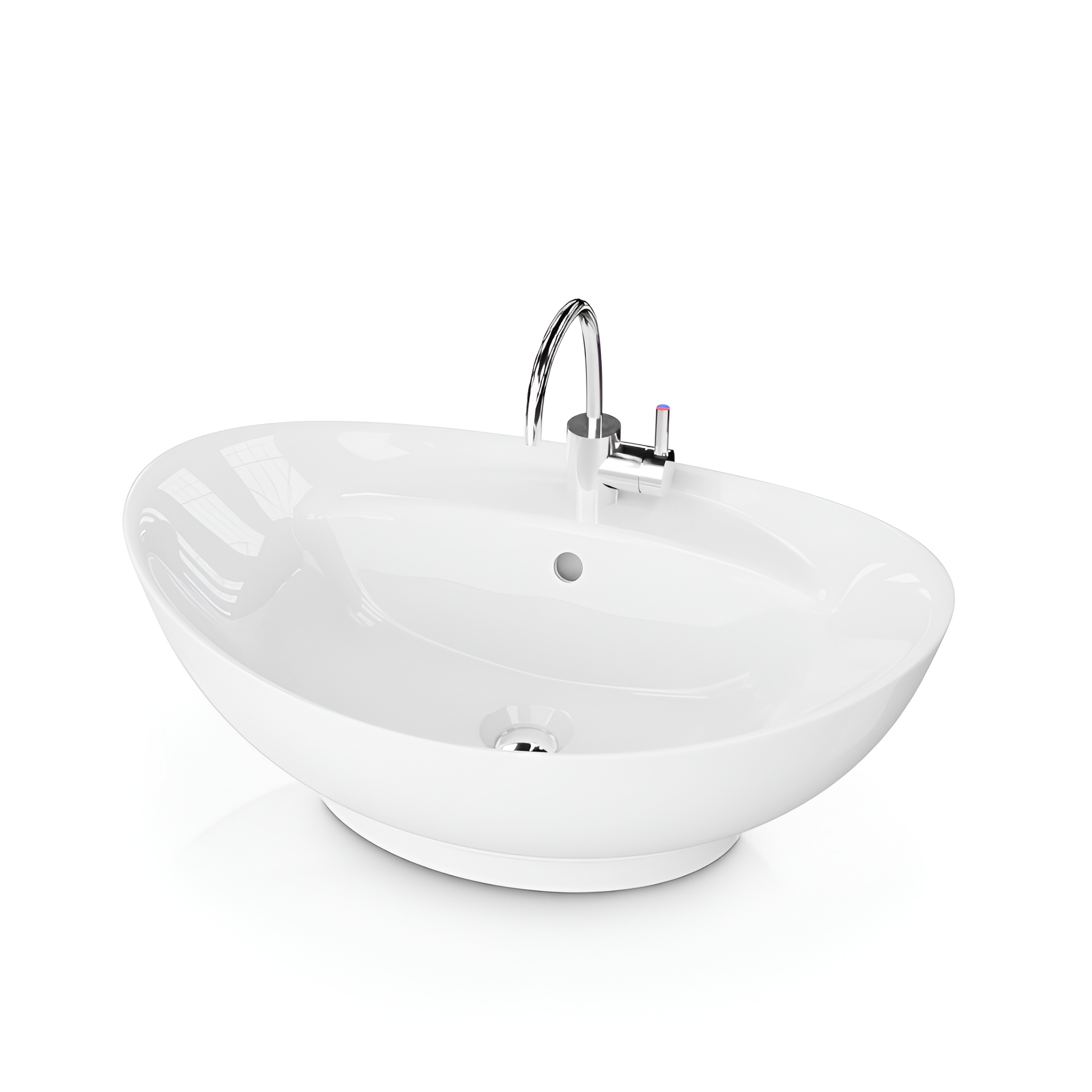 Vasque TERRA blanc brillant, cuve ovale sur base ronde