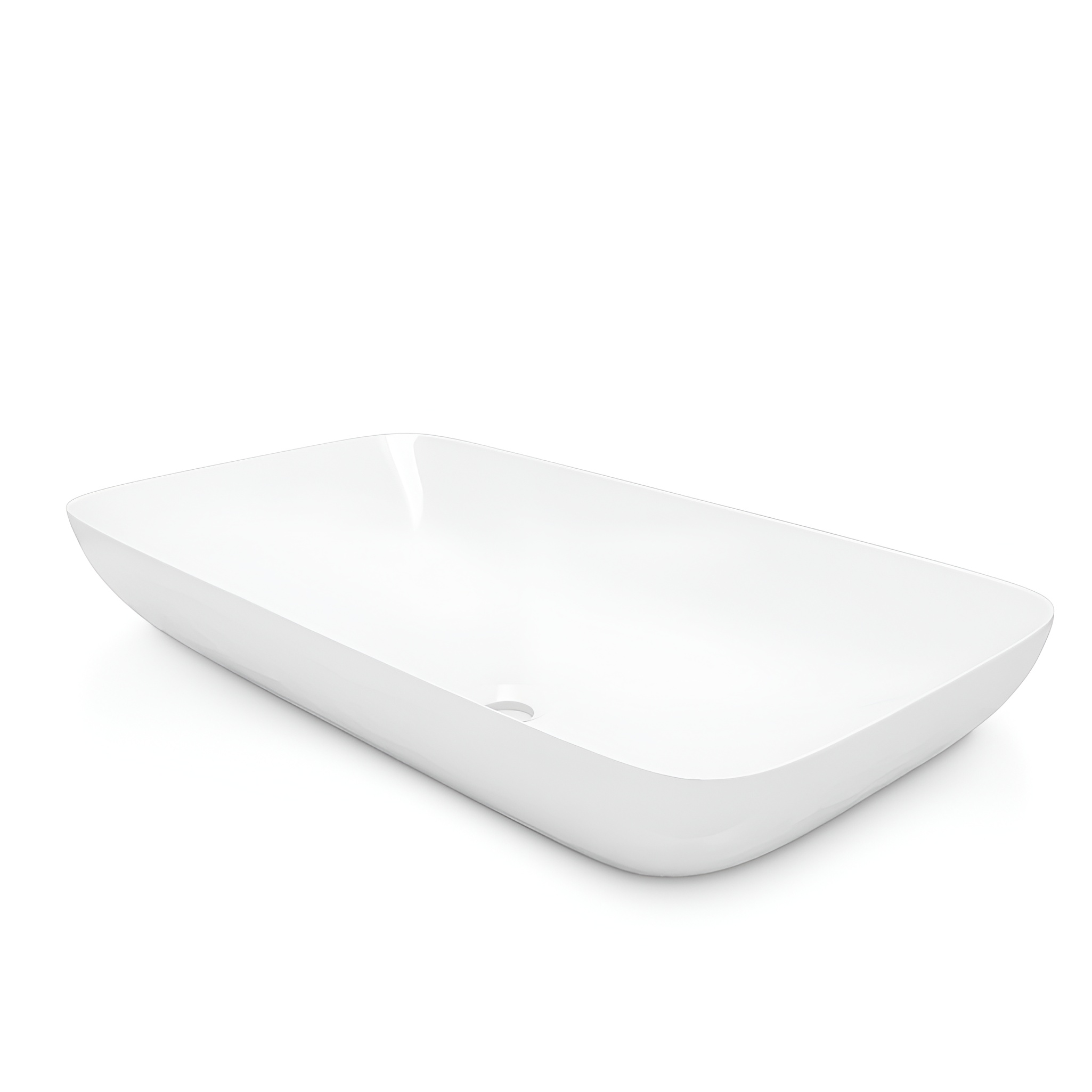 Vasque TORO rectangulaire au bord légèrement arrondi, blanc brillant