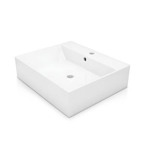 Lavabo à poser ou mural Vista – rectangulaire, porcelaine blanche - Image supplémentaire
