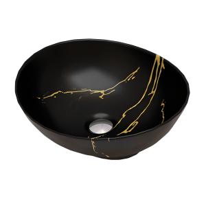 Vasque à poser Zefir – Noir brillant avec veines dorées - Image principale