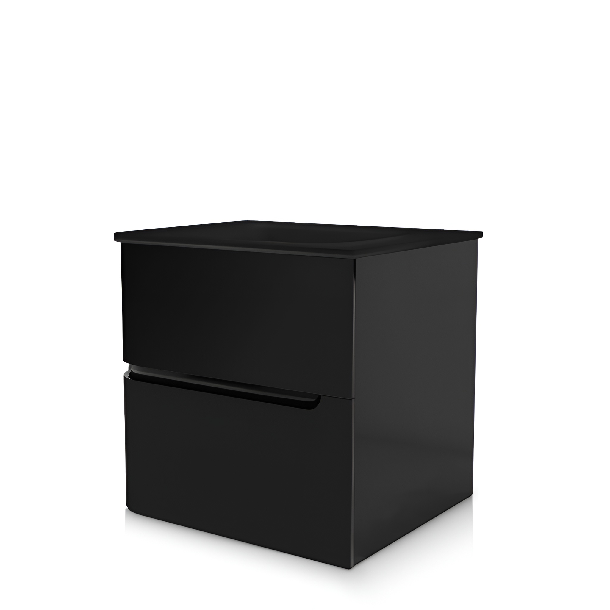 Atlanta Black 60, meuble-lavabo noir mat à deux tiroirs