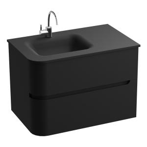 Meuble sous-vasque suspendu Atlanta Black 80 cm avec vasque en verre noir - Image principale