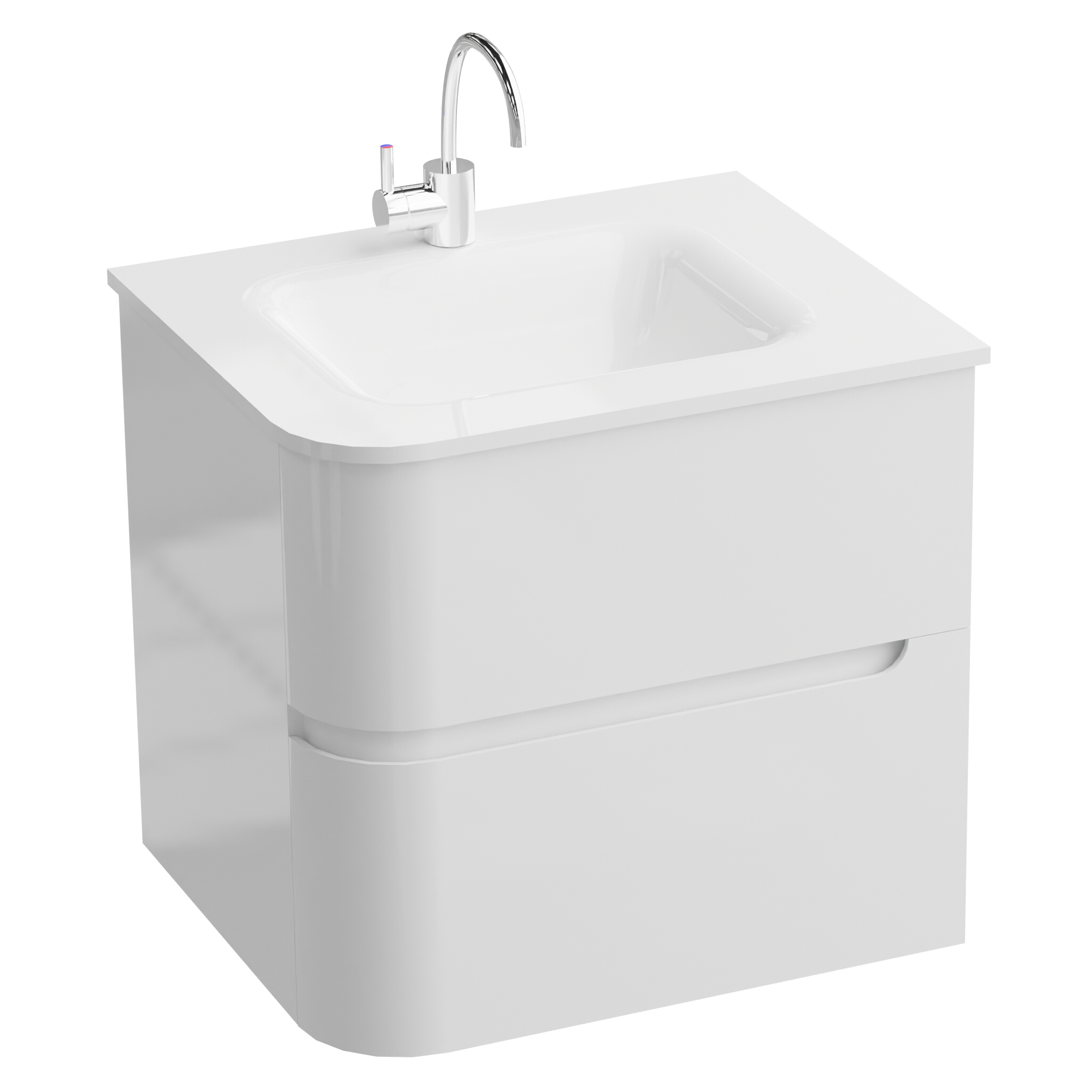 Meuble de salle de bain suspendu Atlanta White 600 avec vasque en verre