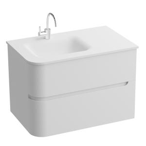 Ensemble de meubles de salle de bain suspendus Atlanta White 80 cm avec vasque en verre - Image principale