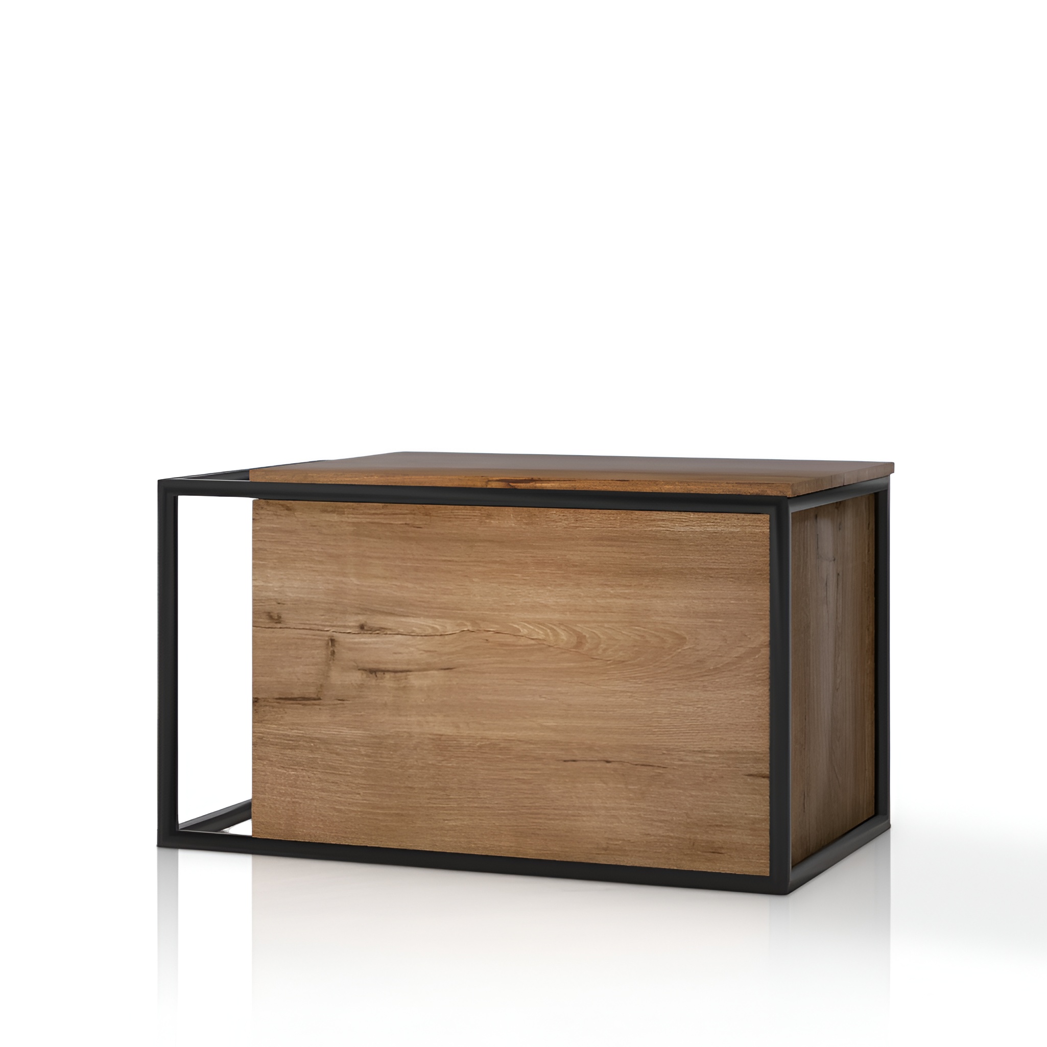 Armoire suspendue Freja 800 aspect bois, façade sans poignée