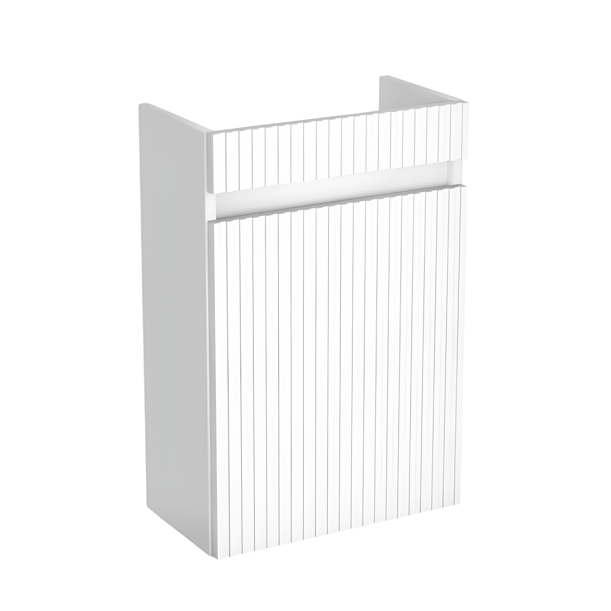 Armoire suspendue Gila 400 blanche avec façade à lamelles – design élancé pour les petites salles de bains