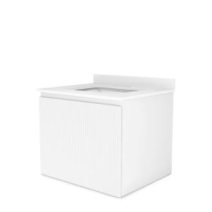 Meuble sous-vasque suspendu avec plan en céramique frittée et vasque à encastrer en céramique Irvine White 600, 60 cm, blanc - Image supplémentaire