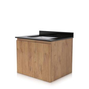 Meuble sous-vasque suspendu avec plan de toilette et lavabo à encastrer Irvine Wood 60 cm - Image supplémentaire