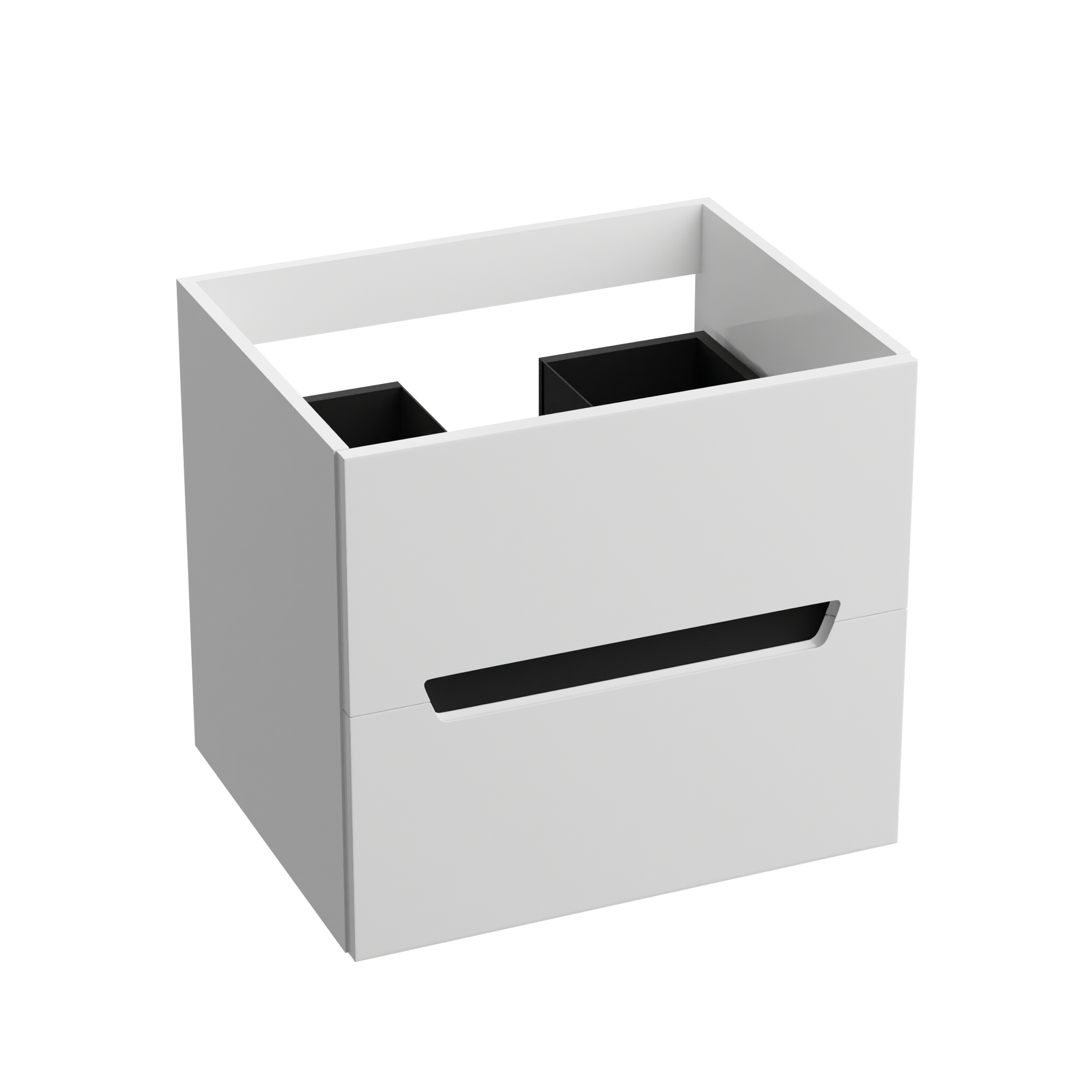 Meuble sous-vasque suspendu KANSAS Black 600 blanc brillant avec touches de noir