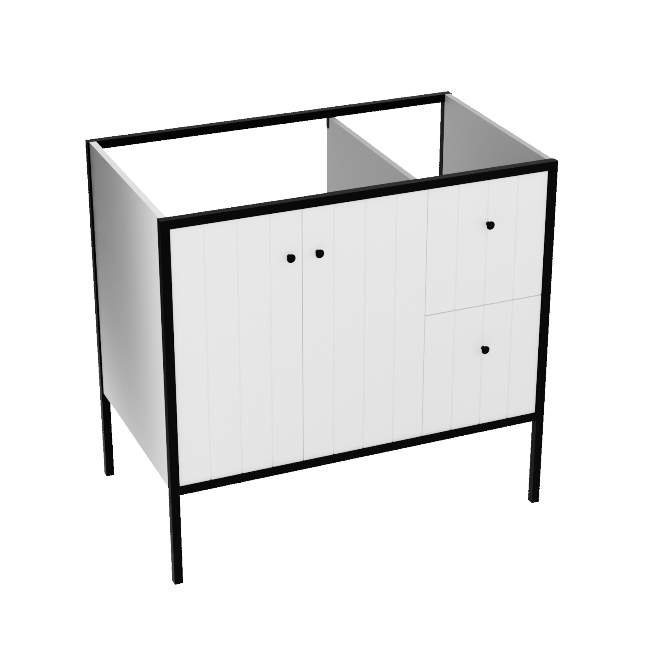 Meuble sous-vasque sur pied DSM Mime 900 – blanc avec profilés noirs
