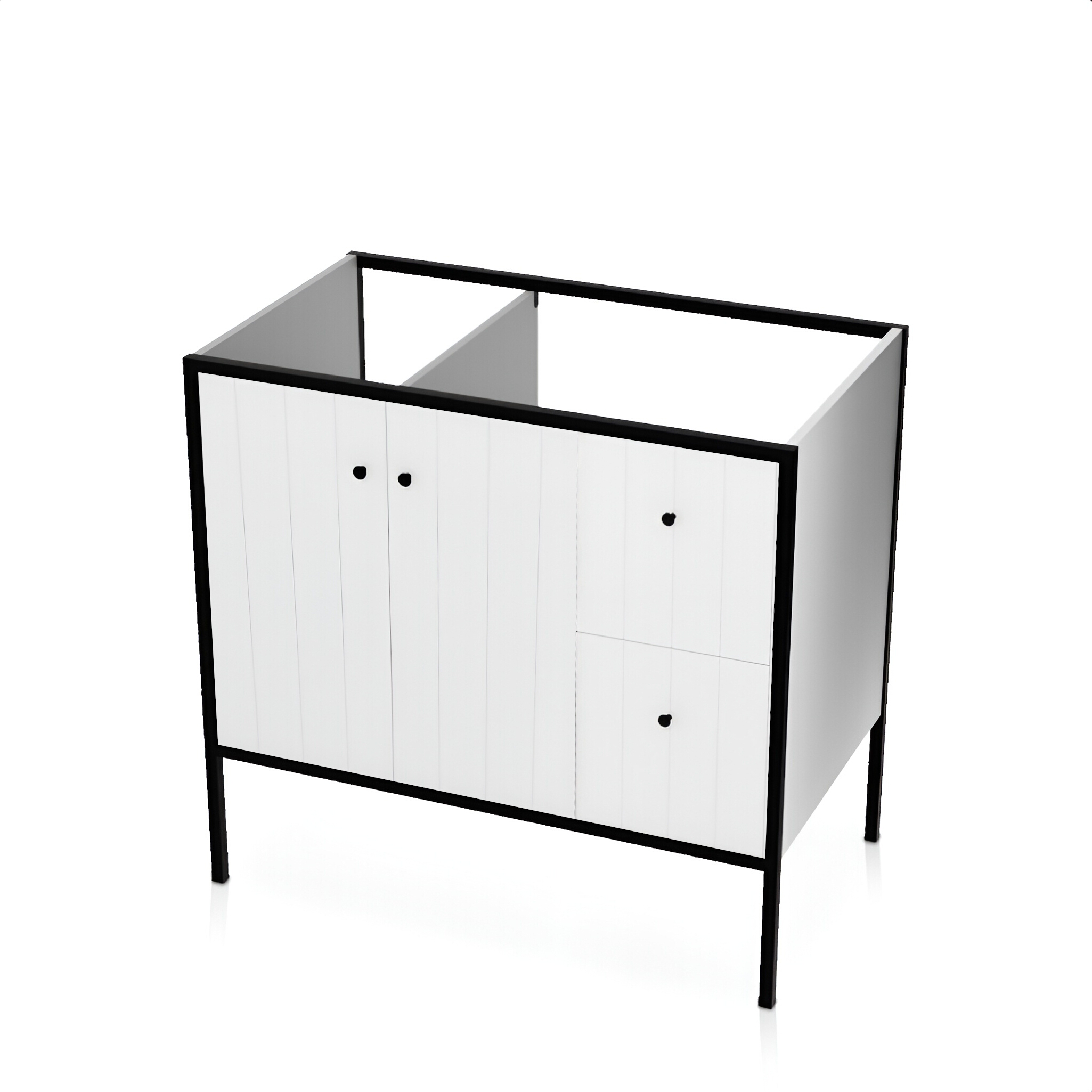 DSM Mime 900, meuble sous-vasque sur pied blanc et noir