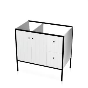 Meuble sous-vasque sur pied DSM Mime 900 – blanc avec profilés noirs - Image supplémentaire