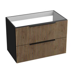 Meuble haut suspendu Oklahoma Wood Black 80 cm – quand l'industriel rencontre l'élégance - Image principale