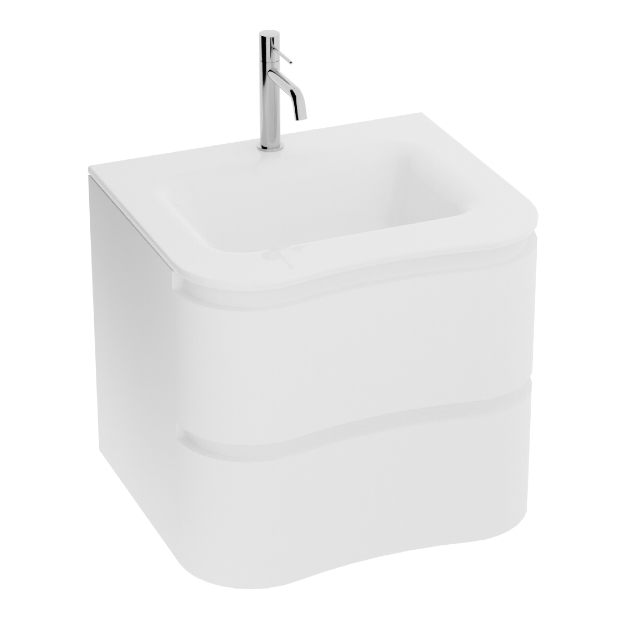 Meuble sous-vasque suspendu Ontario White 600 avec vasque en verre