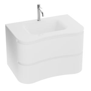 Meuble de salle de bain suspendu Ontario White 80 avec vasque en verre - Image principale