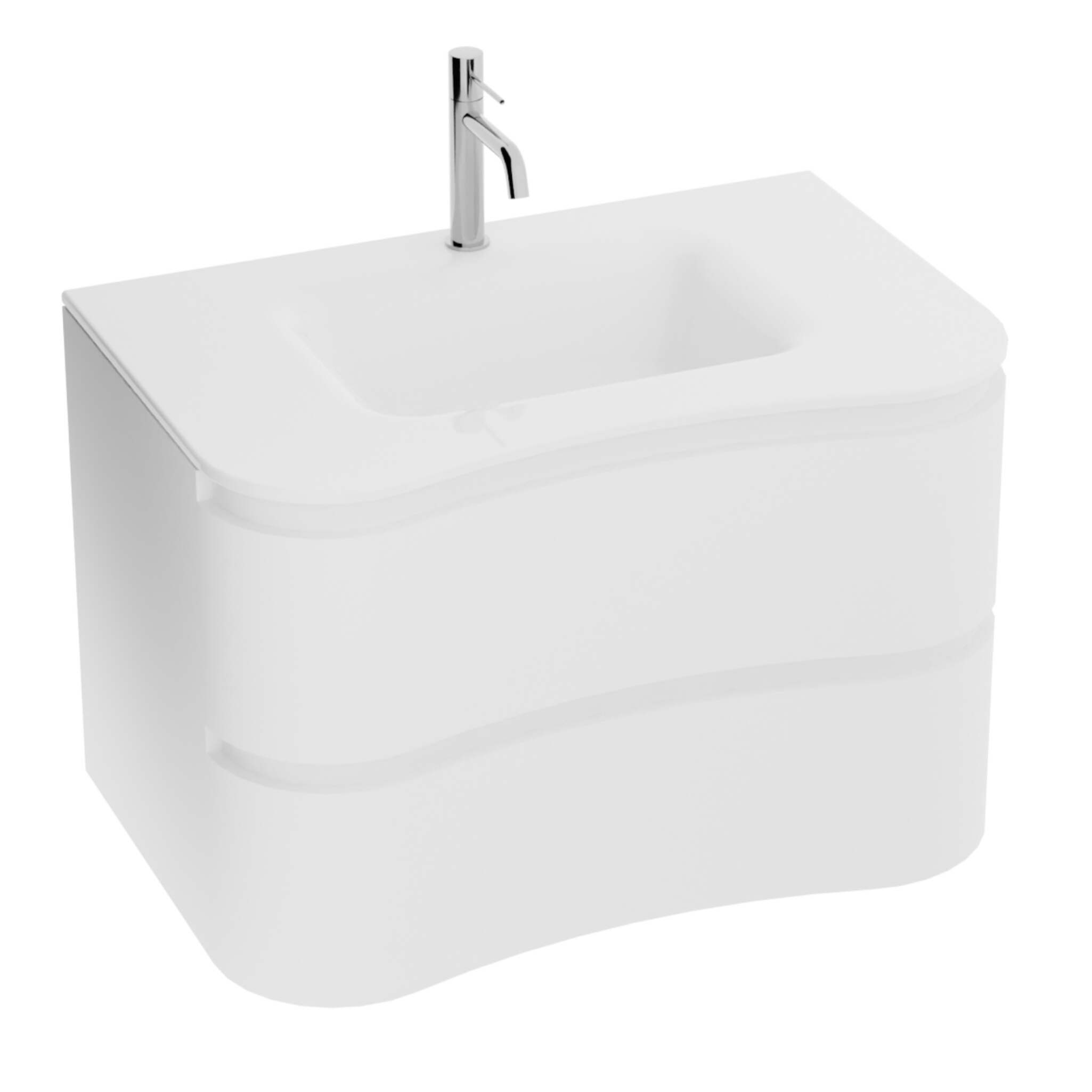 Meuble de salle de bain suspendu Ontario White 80 avec vasque en verre