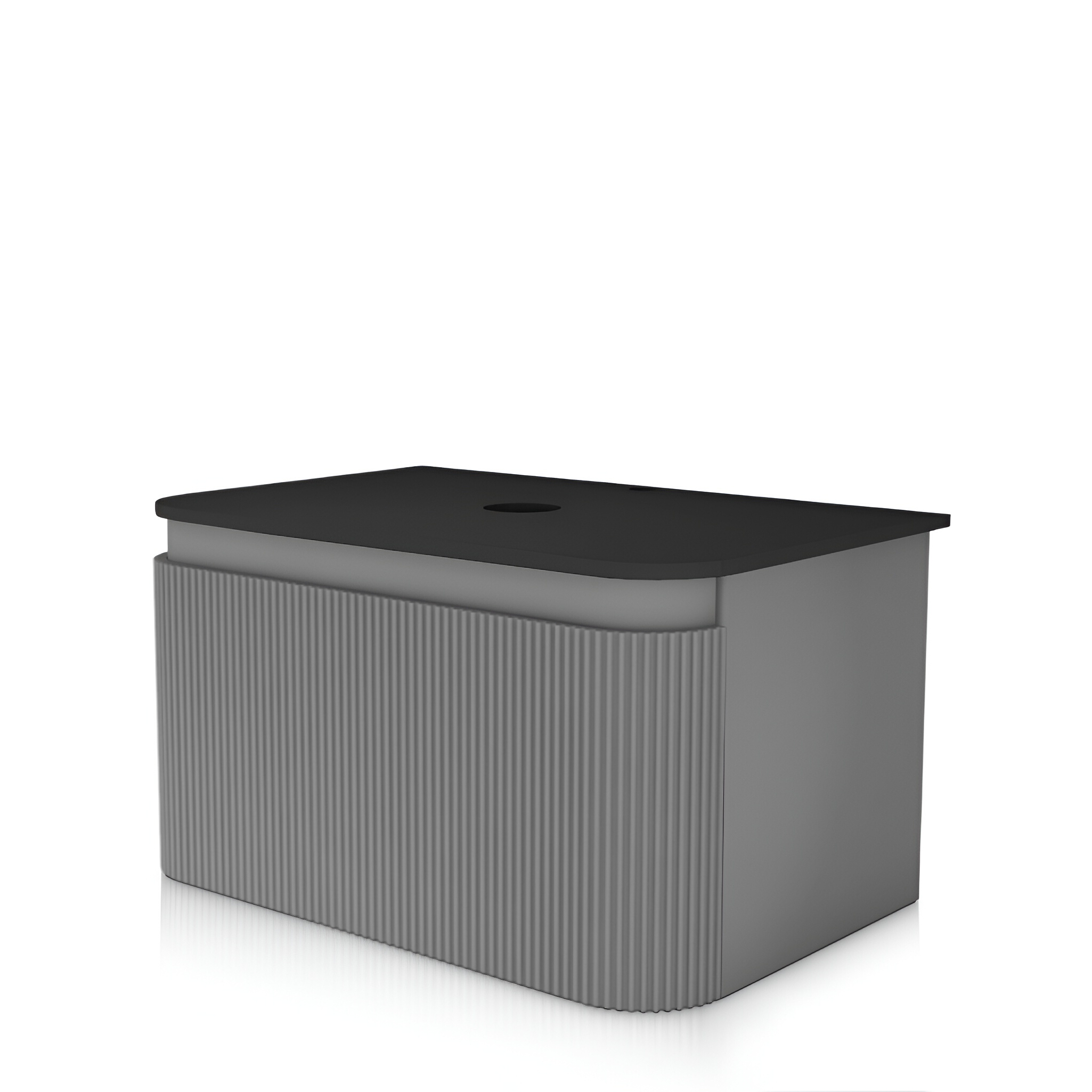 Vermont Grey 800, meuble suspendu graphite brillant avec plateau