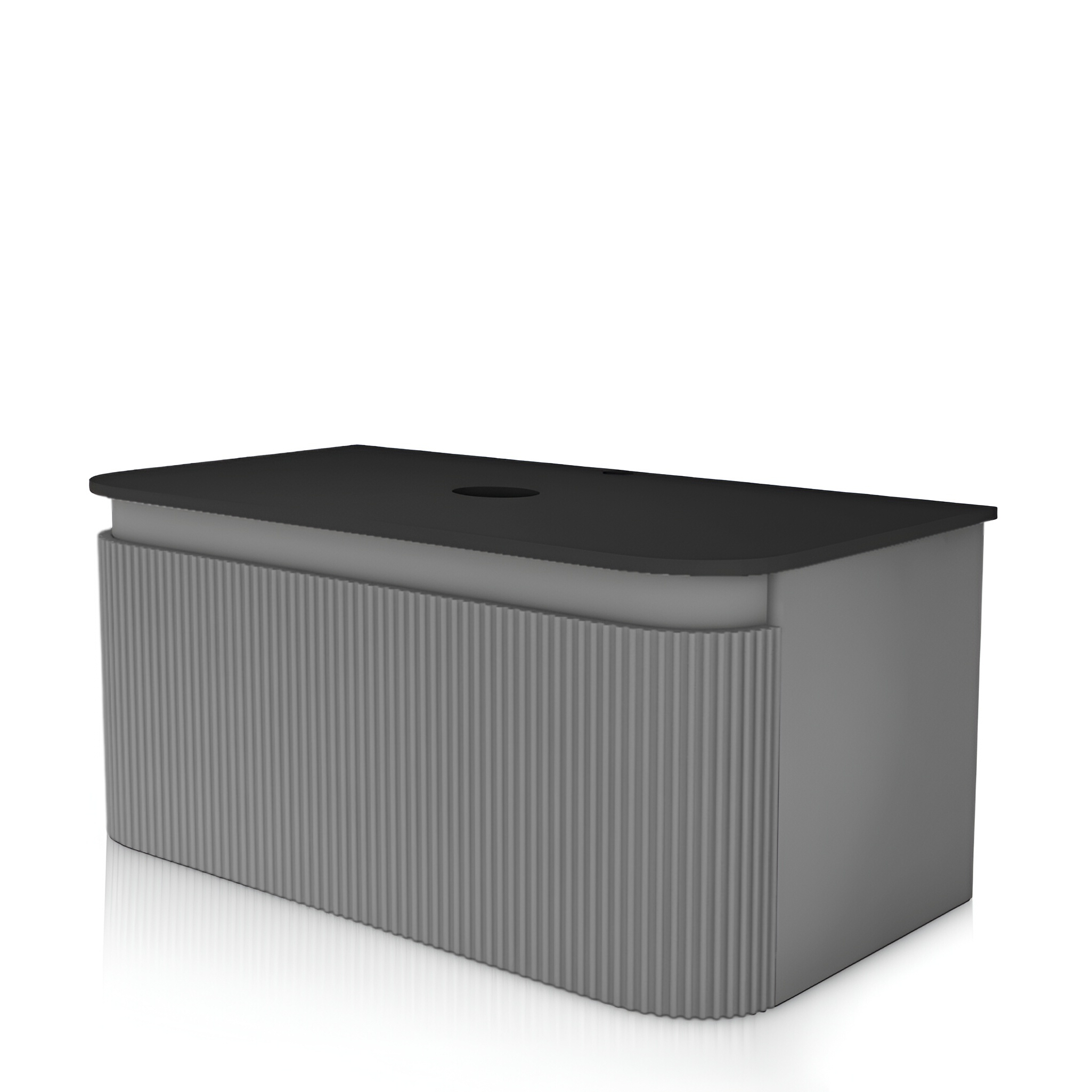 Vermont Grey 1000, meuble suspendu graphite brillant avec plaque de recouvrement