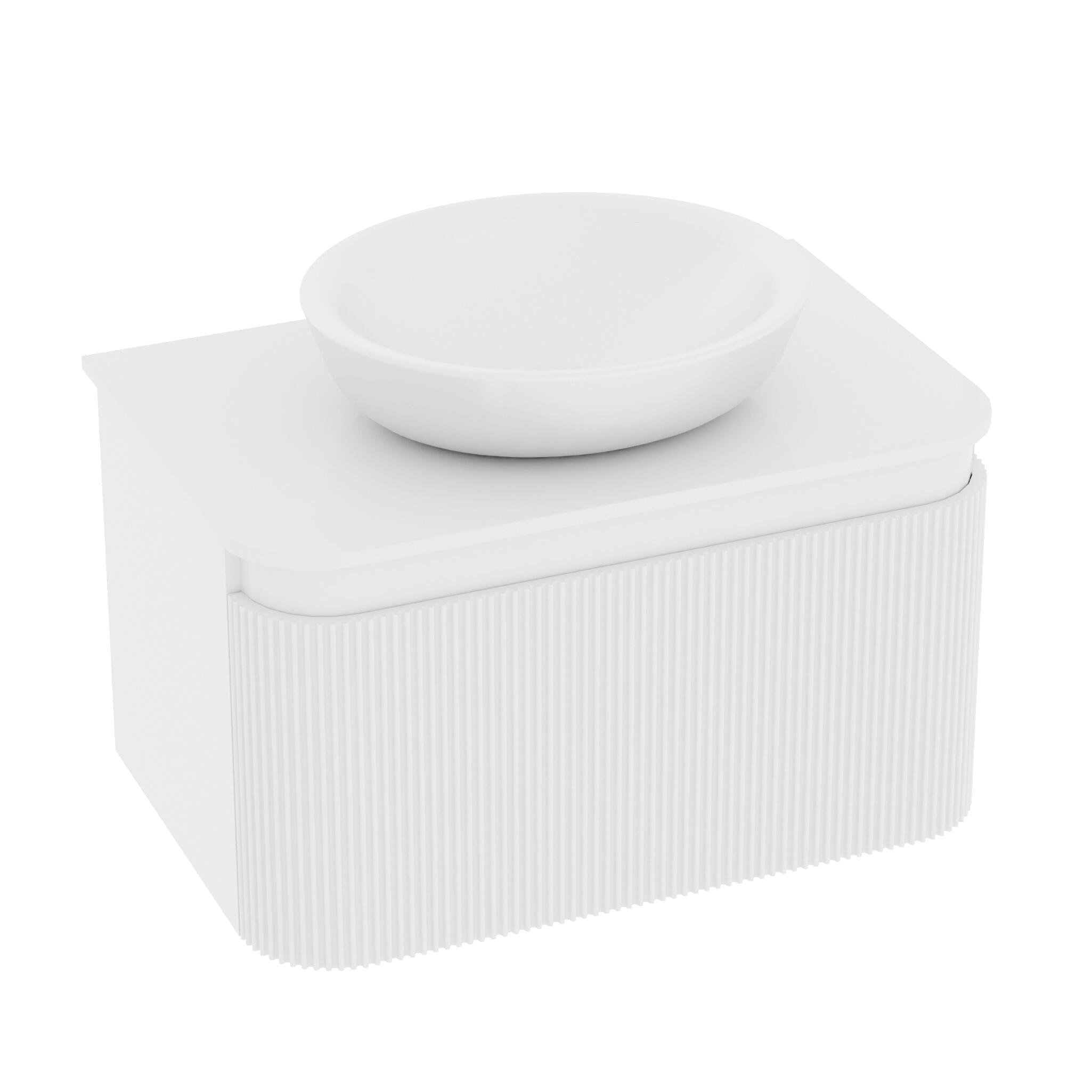 Meuble sous-vasque suspendu Vermont White 800 avec façade à lamelles et plan de toilette